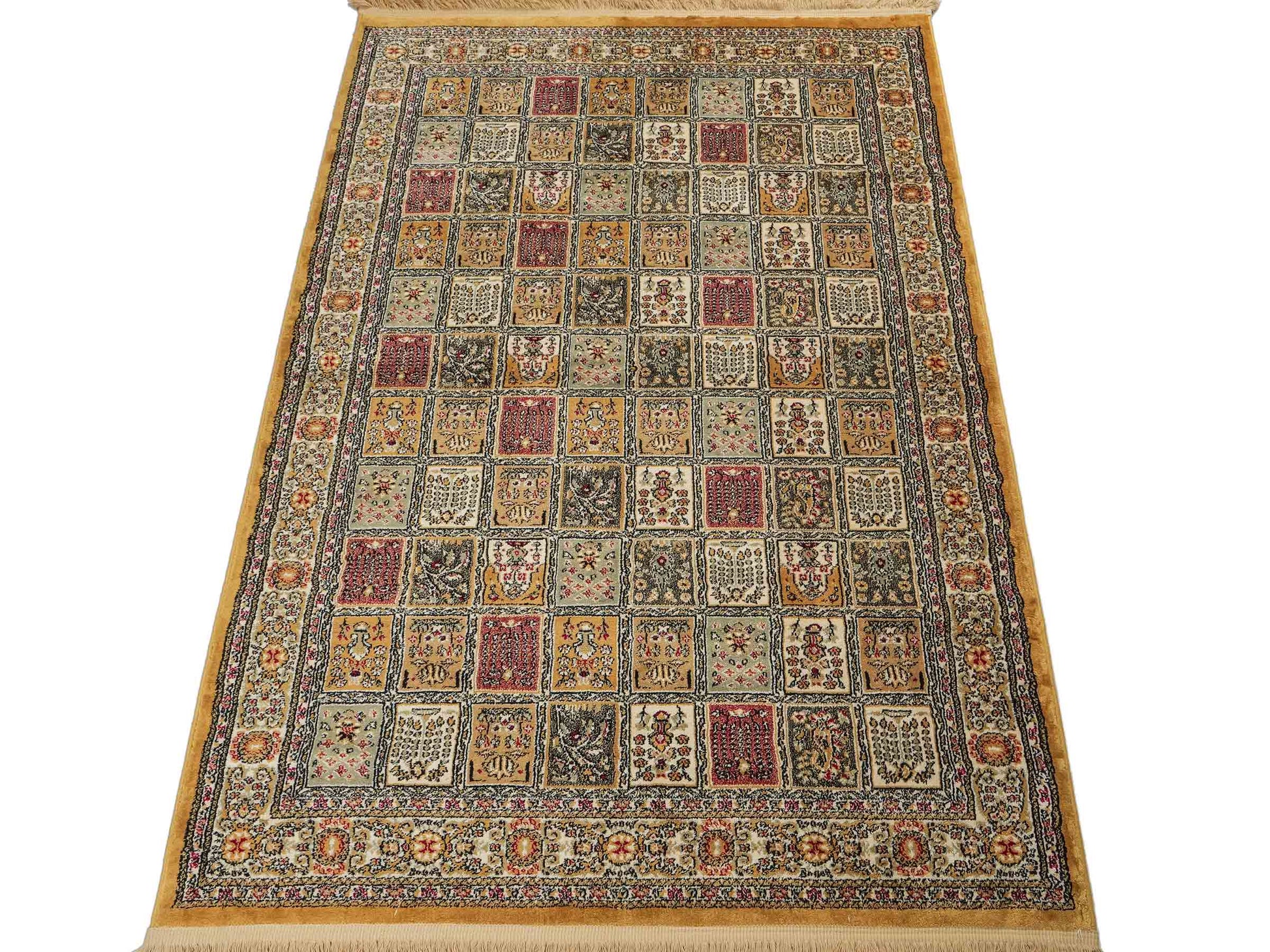 Sehr feiner, persischer, maschinell gefertigter  Orientteppich aus Kunstseide, braun, multicolor. 172x118 cm. Verkauf durch Jupiter Intl.