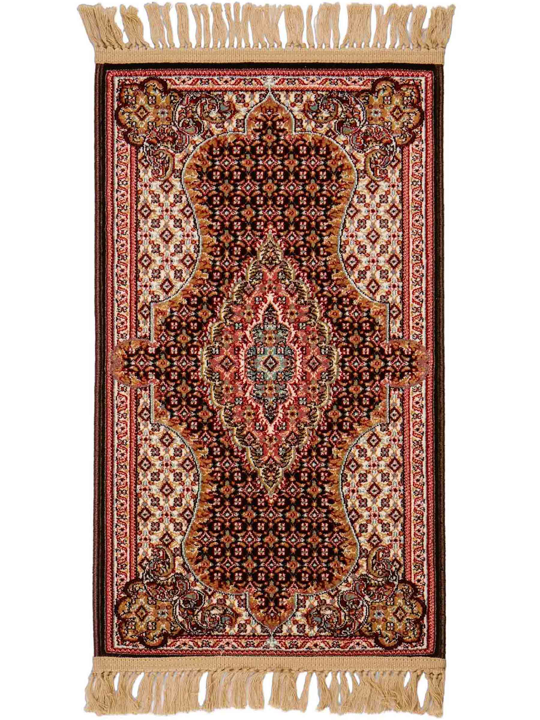 Sehr feiner, maschinell gefertigter Perserteppich, braun, creme. 83x50 cm. Verkauf durch Jupiter Intl.