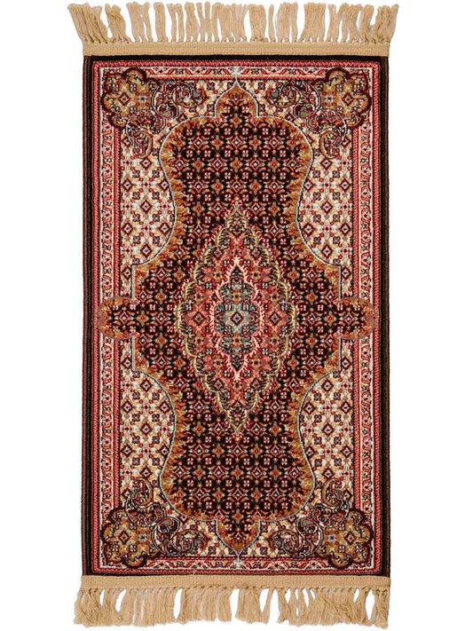 Sehr feiner, maschinell gefertigter Perserteppich, braun, creme. 83x50 cm. Verkauf durch Jupiter Intl.