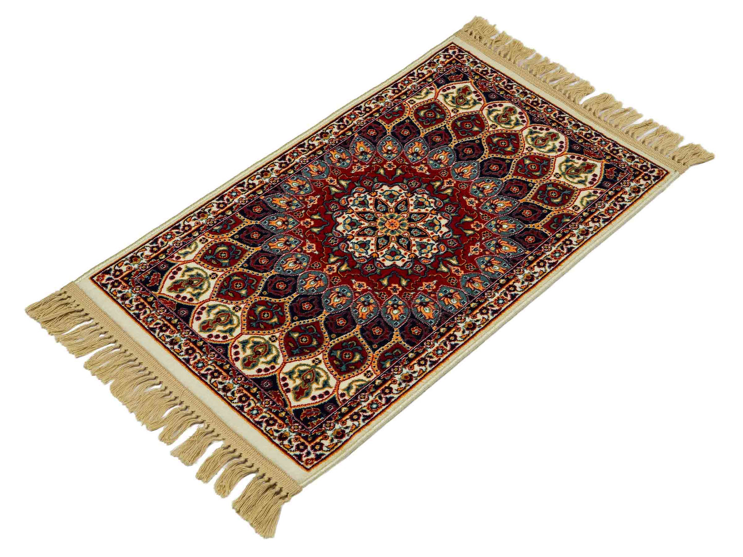Sehr feiner, maschinell gefertigter Perserteppich, creme, multicolor. 83x50 cm. Verkauf durch Jupiter Intl.