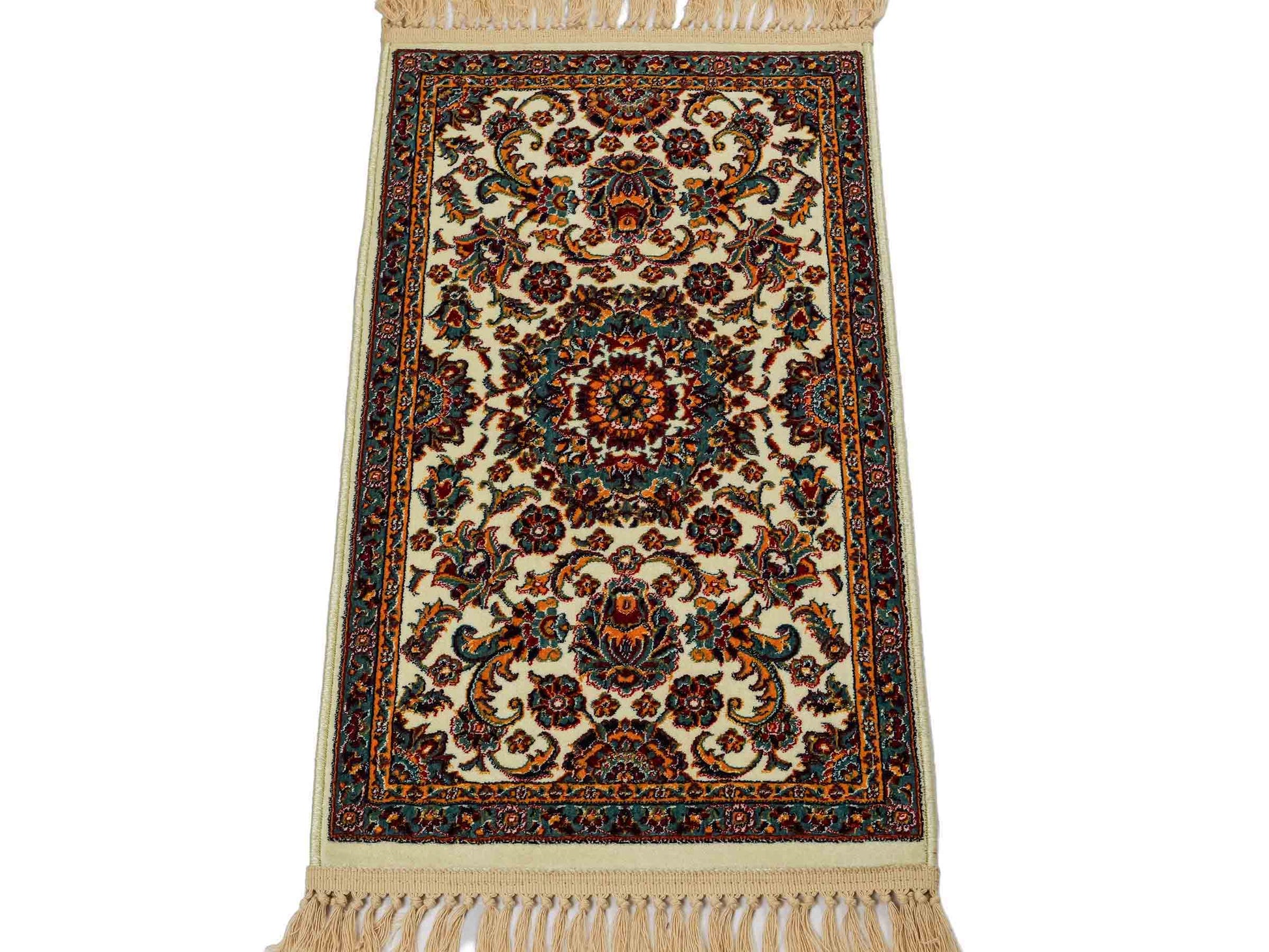Sehr feiner, maschinell gefertigter Perserteppich, creme. 84x50 cm. Verkauf druch Jupiter Intl.