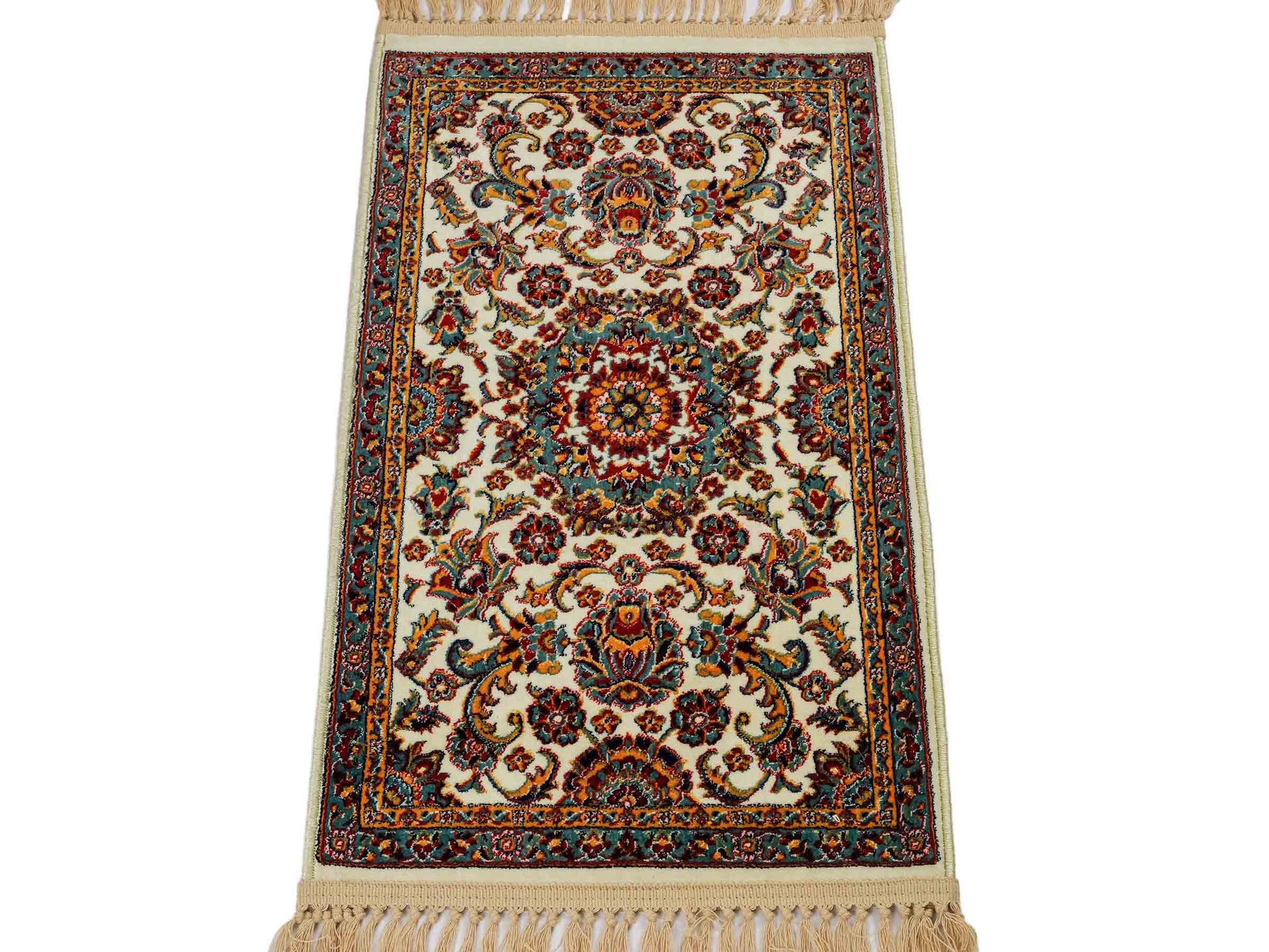 Sehr feiner, maschinell gefertigter Perserteppich, creme. 84x50 cm. Verkauf druch Jupiter Intl.