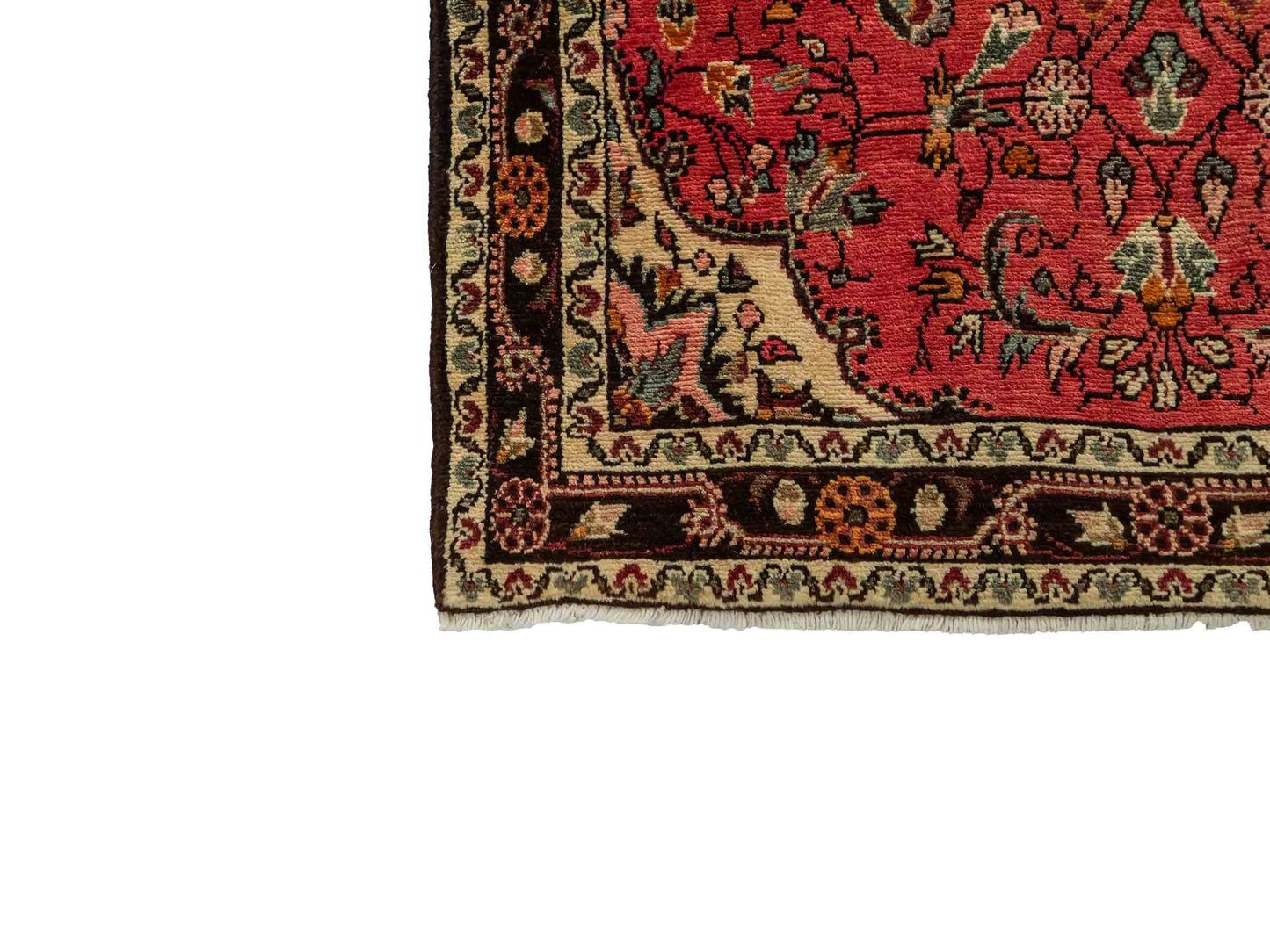 Feiner, handgeknüpfter, persischer Hamedan Dorfteppich aus Wolle von Khademi. Farbe: Rot. 327 x 111 cm. Vertrieb durch JUPITER Intl.
