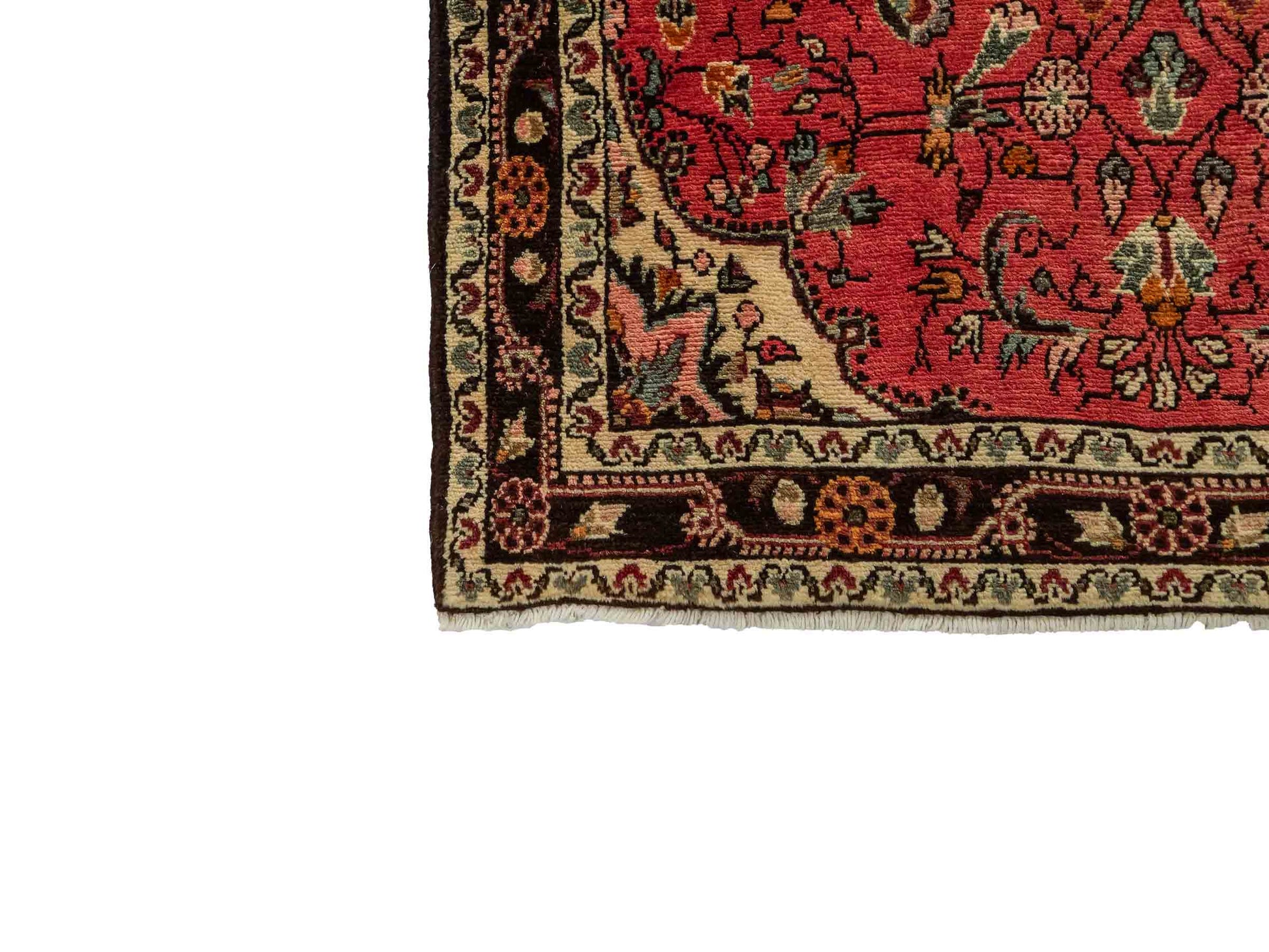 Feiner, handgeknüpfter, persischer Hamedan Dorfteppich aus Wolle von Khademi. Farbe: Rot. 327 x 111 cm. Vertrieb durch JUPITER Intl.