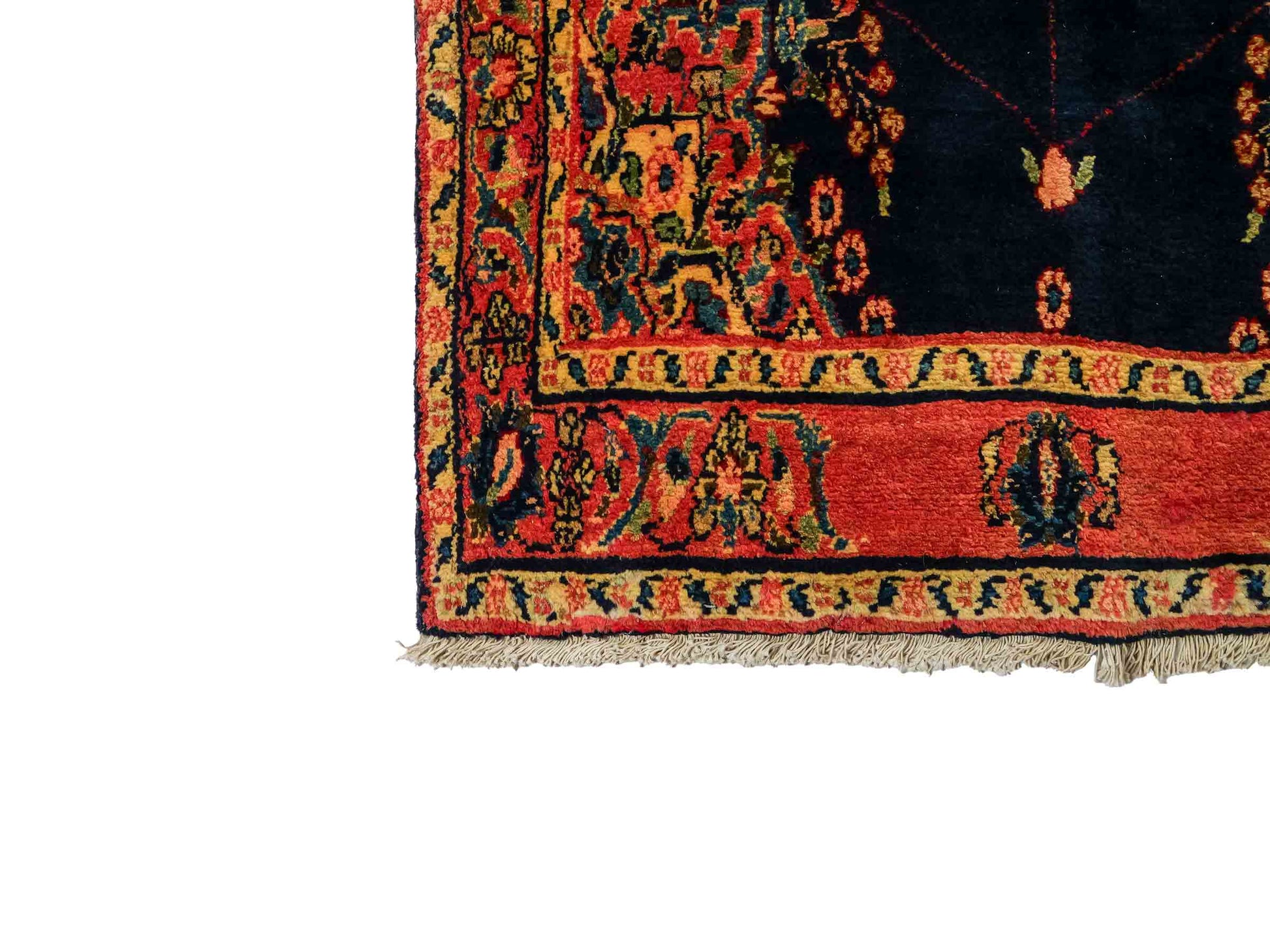 Feiner, handgeknüpfter, persischer Hamedan Dorfteppich aus Wolle von Khademi. Farbe: Blau. 369 x 108 cm. Vertrieb durch JUPITER Intl.