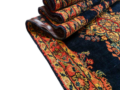 Feiner, handgeknüpfter, persischer Hamedan Dorfteppich aus Wolle von Khademi. Farbe: Blau. 369 x 108 cm. Vertrieb durch JUPITER Intl.