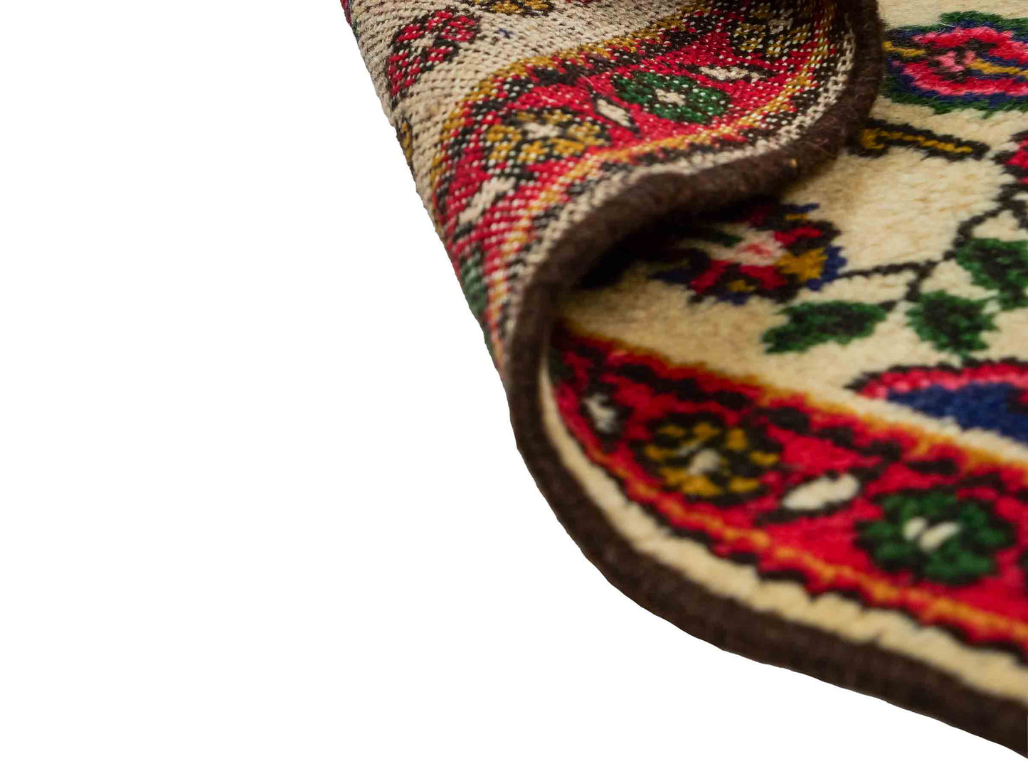 Handgeknüpfter, persischer Hamedan Dorfteppich aus Wolle von Khademi. Größe: 68 x 52 cm. Farbe: Cremeweiß, rot. Verkauf durch JUPITER Intl.