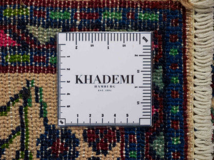 Handgeknüpfter, persischer Hamedan Dorfteppich aus Wolle von Khademi. Größe: 72 x 52 cm. Farbe: Cremeweiß, blau. Verkauf durch JUPITER Intl.