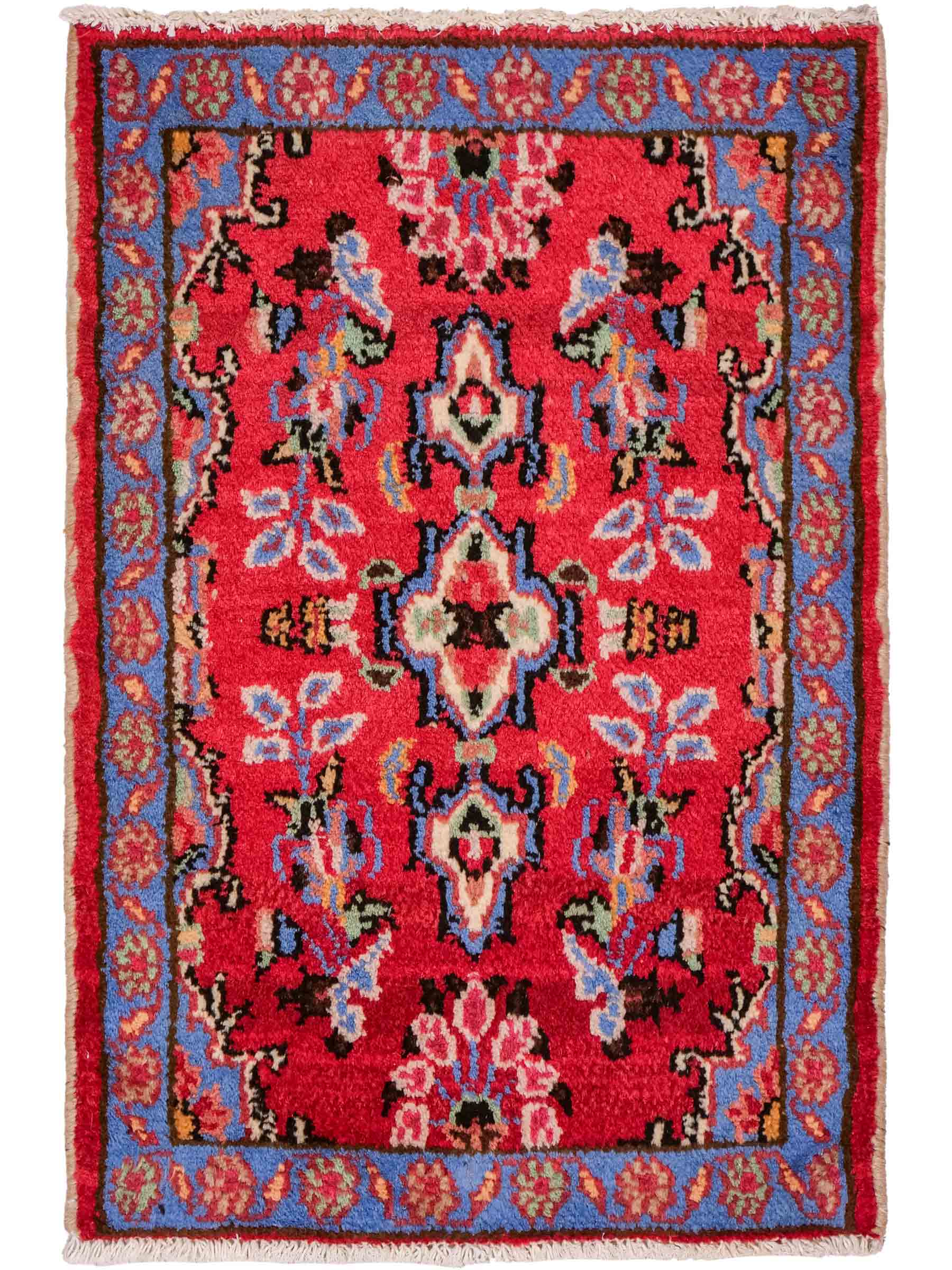 Handgeknüpfter, persischer Hamedan Dorfteppich aus Wolle von Khademi. Größe: 72 x 52 cm. Farbe: Rot. Verkauf durch JUPITER Intl.