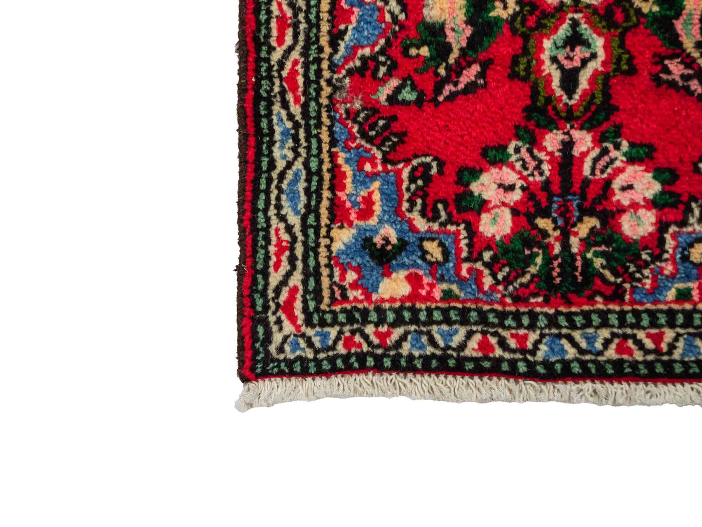 Handgeknüpfter, persischer Hamedan Dorfteppich aus Wolle von Khademi. Größe: 77 x 51 cm. Farbe: Rot. Verkauf durch JUPITER Intl.