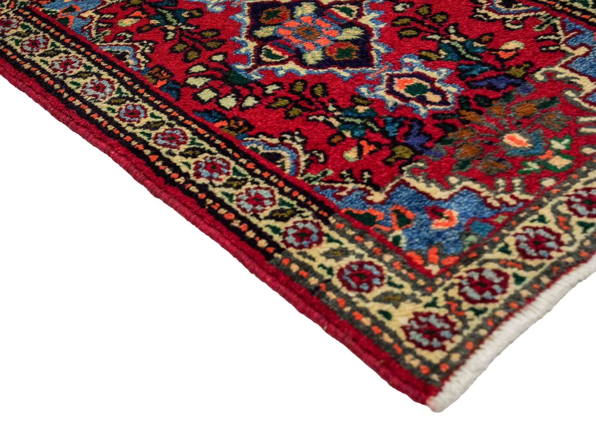 Handgeknüpfter, persischer Hamedan Dorfteppich aus Wolle von Khademi. Größe: 78 x 53 cm. Farbe: Rot. Verkauf durch JUPITER Intl.