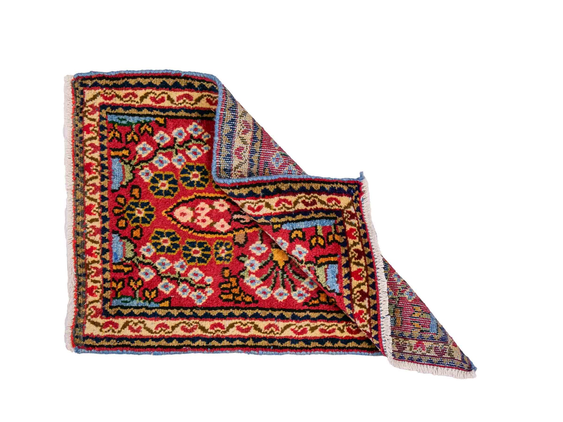 Handgeknüpfter, persischer Hamedan Dorfteppich aus Wolle von Khademi. Größe: 83 x 57 cm. Farbe: Rot. Verkauf durch JUPITER Intl.