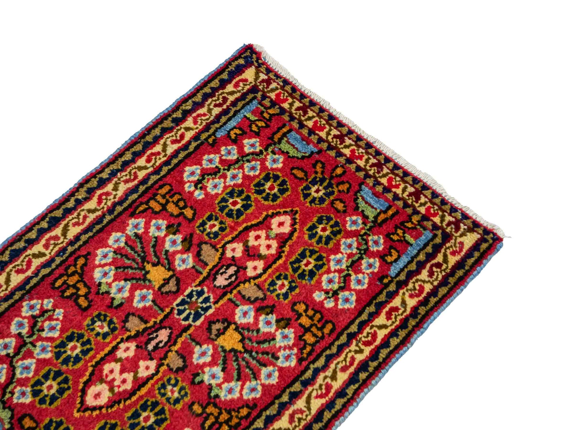 Handgeknüpfter, persischer Hamedan Dorfteppich aus Wolle von Khademi. Größe: 83 x 57 cm. Farbe: Rot. Verkauf durch JUPITER Intl.