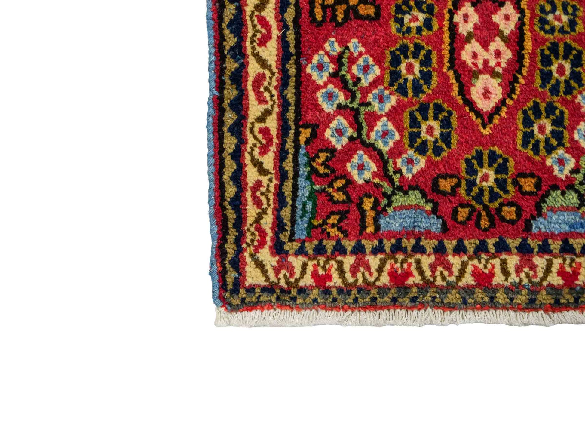 Handgeknüpfter, persischer Hamedan Dorfteppich aus Wolle von Khademi. Größe: 83 x 57 cm. Farbe: Rot. Verkauf durch JUPITER Intl.