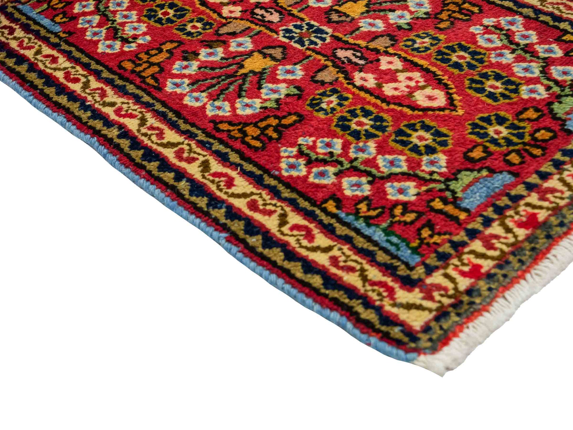 Handgeknüpfter, persischer Hamedan Dorfteppich aus Wolle von Khademi. Größe: 83 x 57 cm. Farbe: Rot. Verkauf durch JUPITER Intl.