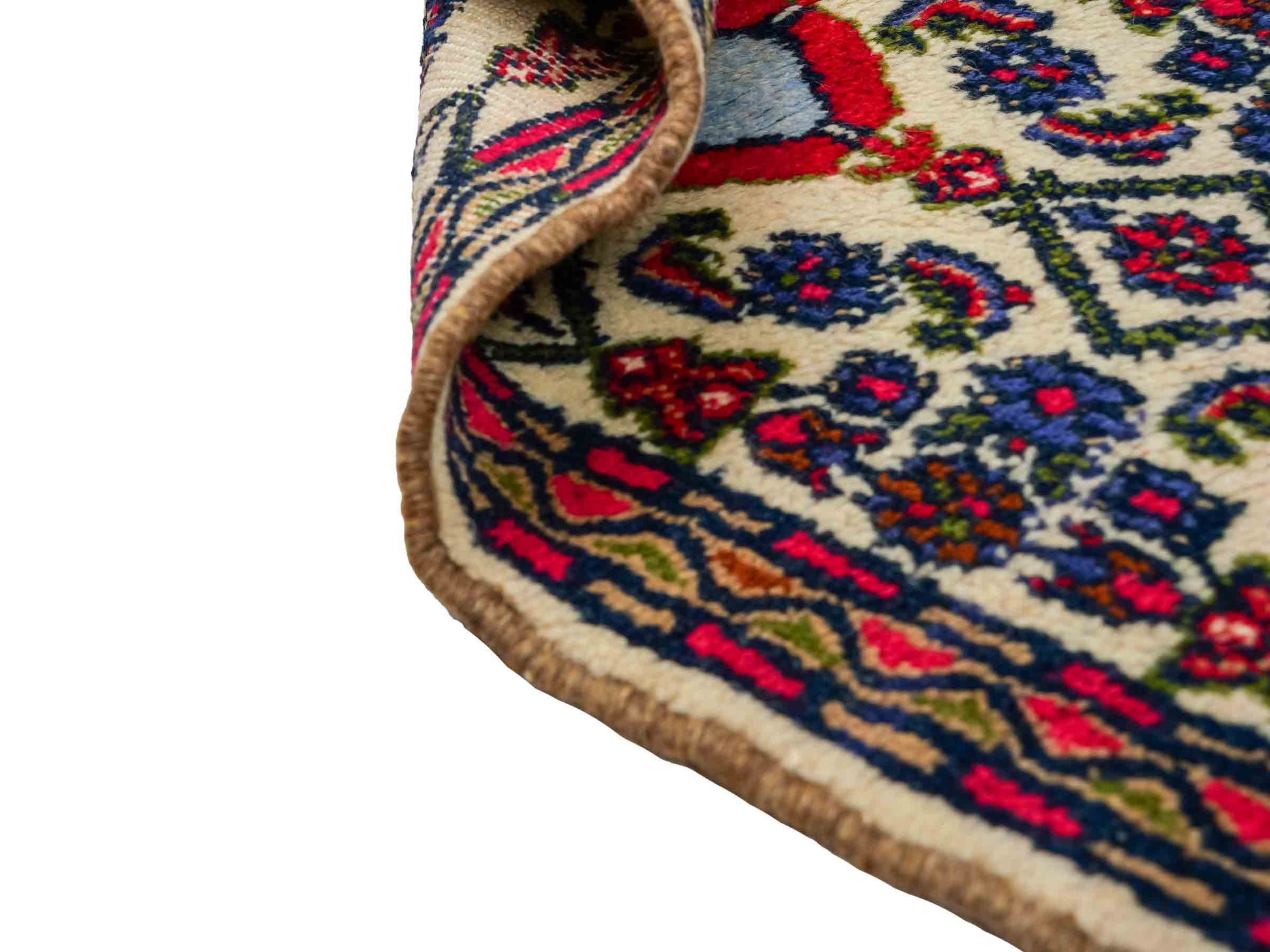 Handgeknüpfter, persischer Hamedan Dorfteppich aus Wolle von Khademi. Größe: 85 x 53 cm. Farbe: Cremeweiß. Verkauf durch JUPITER Intl.