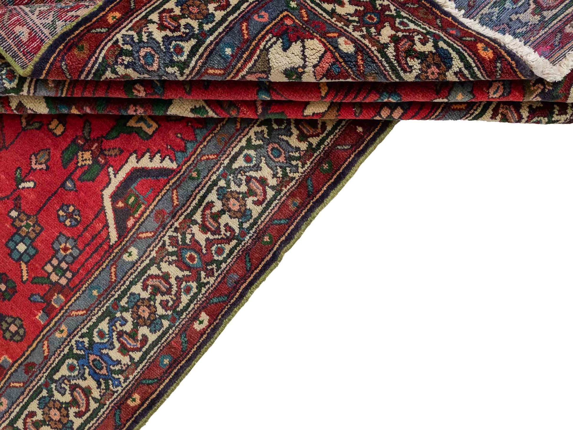 Feiner, handgeknüpfter, persischer Hosseinabad/Hamedan Dorfteppich aus Wolle von Khademi. Farbe: Rot. 339 x 113 cm. Vertrieb durch JUPITER Intl.