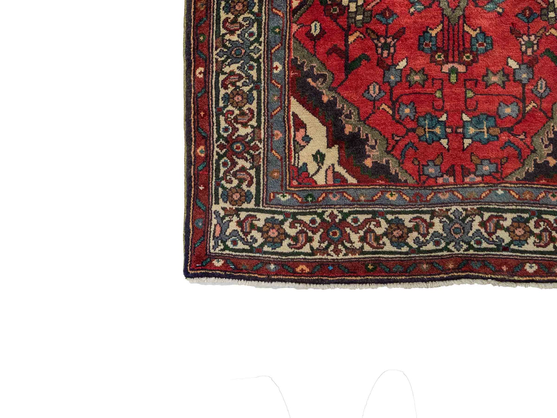 Feiner, handgeknüpfter, persischer Hosseinabad/Hamedan Dorfteppich aus Wolle von Khademi. Farbe: Rot. 339 x 113 cm. Vertrieb durch JUPITER Intl.