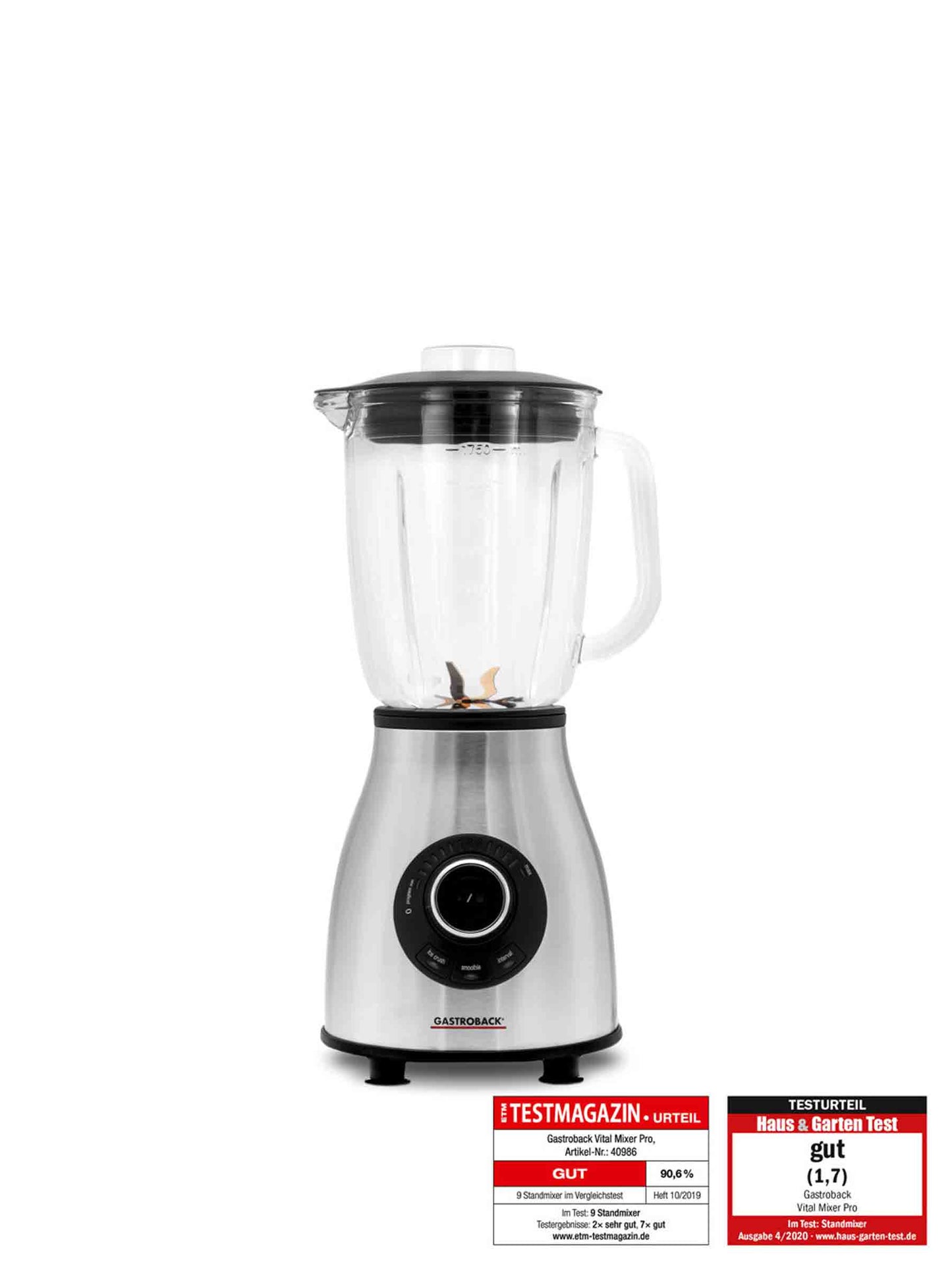 Gastroback 40986 Vital Mixer Pro, Edelstahl, schwarz.