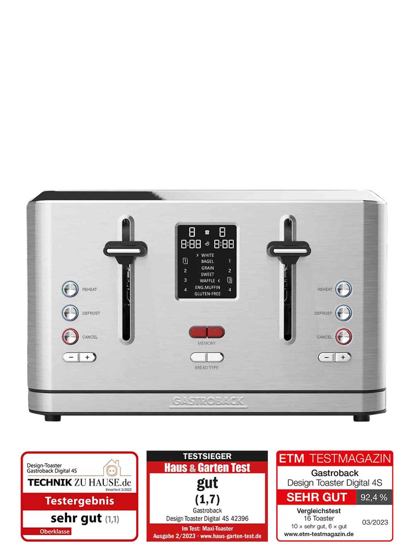 Gastroback Advanced Product 42396 Design Toaster Digital 4S, Edelstahl.