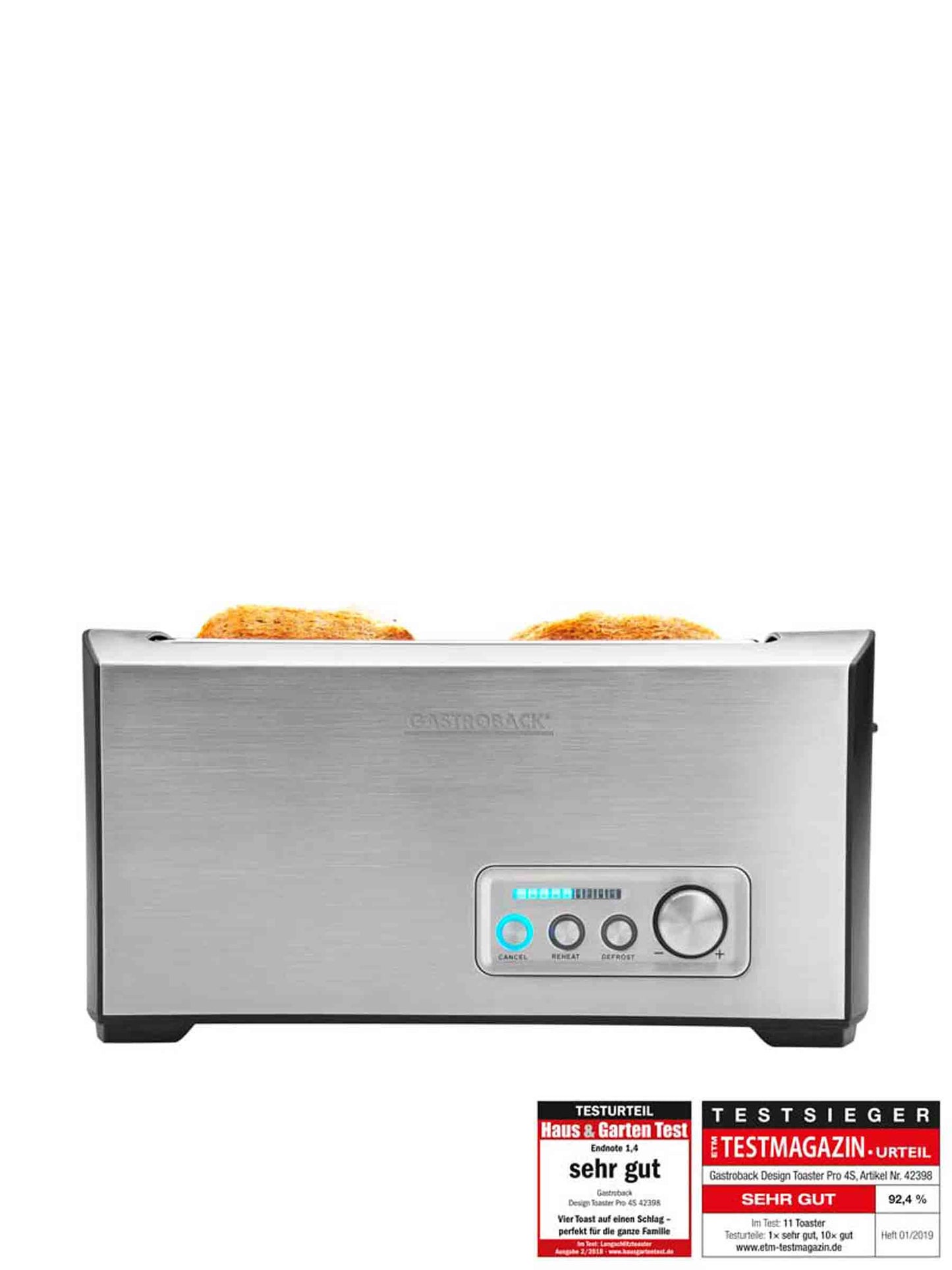 Gastroback 42398 Design Toaster Pro 4S, Edelstahl, schwarz.