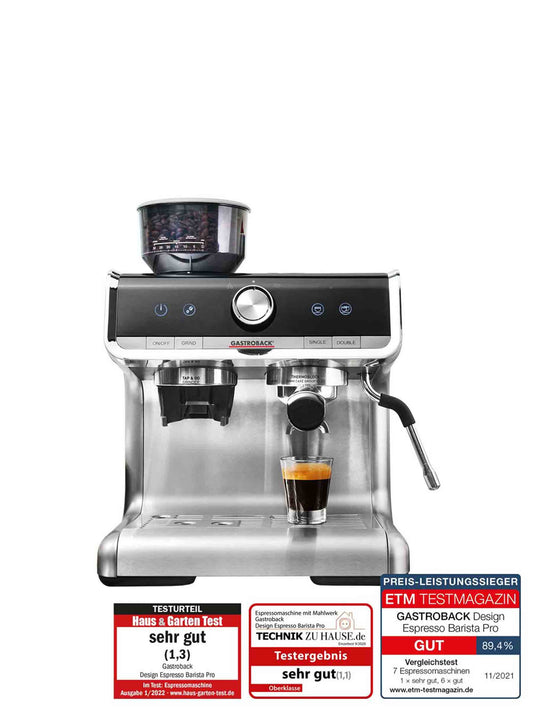 Gastroback Advanced Product 42616 Design Espresso Barista Pro, Edelstahl, schwarz.