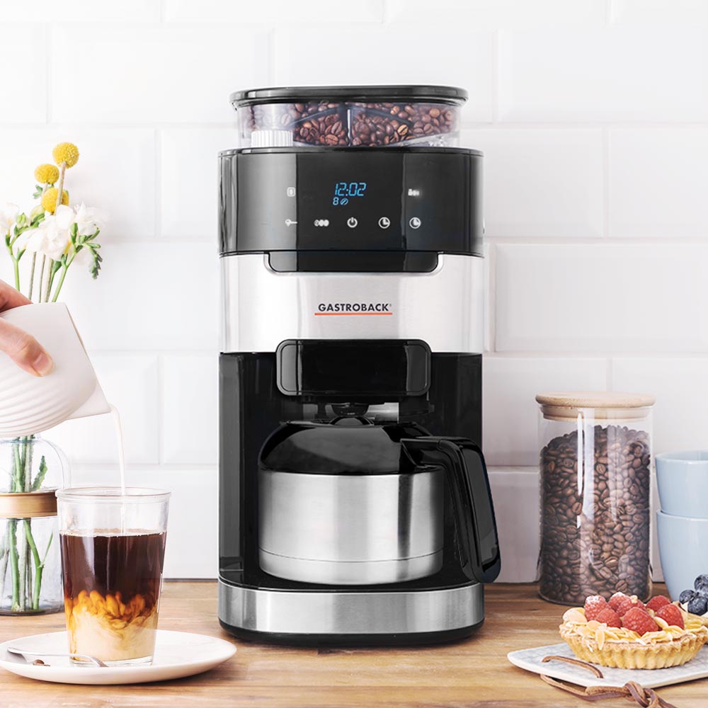 Gastroback Advanced Product 42711_S Kaffeemaschine Grind & Brew Pro Thermo, Edelstahl, schwarz.