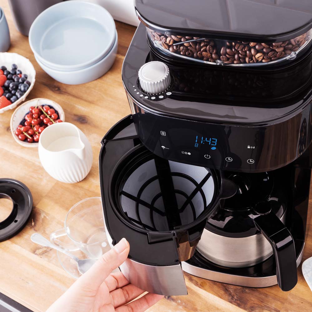 Gastroback Advanced Product 42711_S Kaffeemaschine Grind & Brew Pro Thermo, Edelstahl, schwarz.