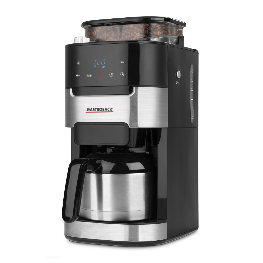 Gastroback Advanced Product 42711_S Kaffeemaschine Grind & Brew Pro Thermo, Edelstahl, schwarz.
