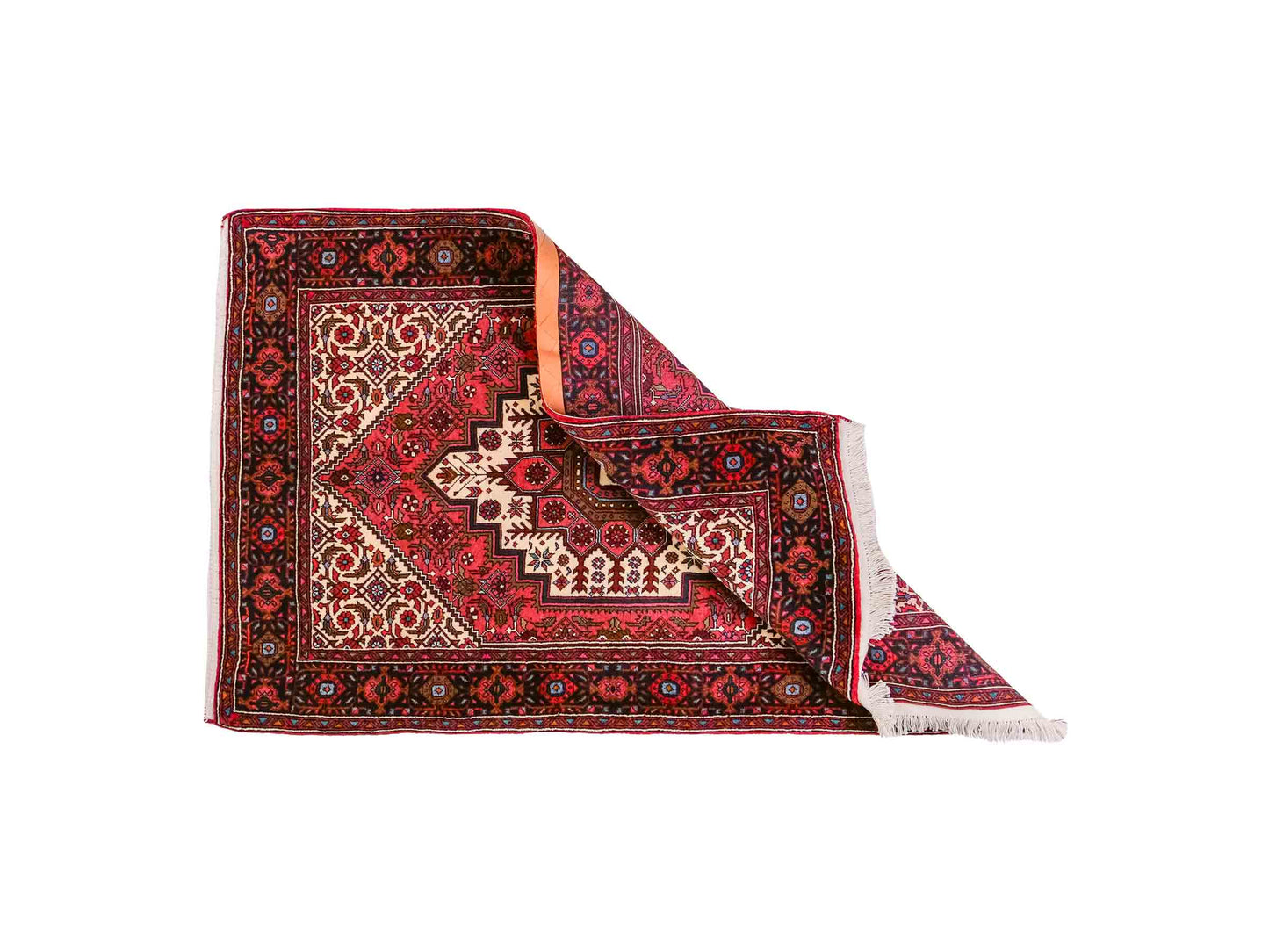 Handgeknüpfter Gholtogh Dorfteppich von Khademi aus Wolle, rot. Feiner, kurdischer Nomadenteppich mit geometrischem Medaillon. Orientteppich, von Hand geknüpft in Iran. Größe: 155 cm x 100 cm. Teppichnummer: SB3-1147 | Jupiter Intl.