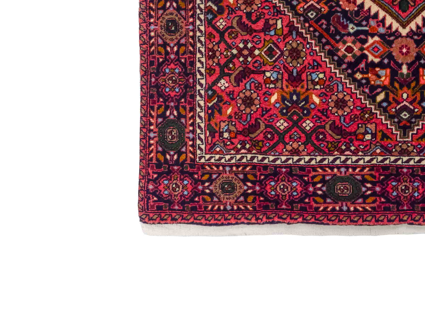 Handgeknüpfter Gholtogh Dorfteppich von Khademi aus Wolle, rot. Feiner, kurdischer Nomadenteppich mit geometrischem Medaillon. Orientteppich, von Hand geknüpft in Iran. Größe: 157 cm x 100 cm. Teppichnummer: SB3-1161 | Jupiter Intl.