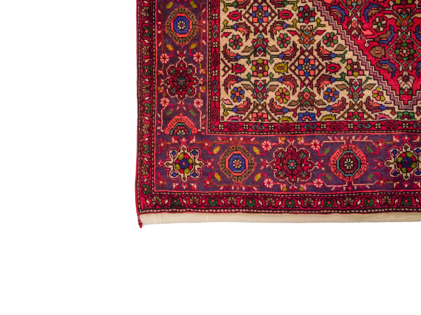 Handgeknüpfter Gholtogh Dorfteppich von Khademi aus Wolle, rot. Feiner, kurdischer Nomadenteppich mit geometrischem Medaillon. Orientteppich, von Hand geknüpft in Iran. Größe: 201 cm x 127 cm. Teppichnummer: SB3-1132 | Jupiter Intl.