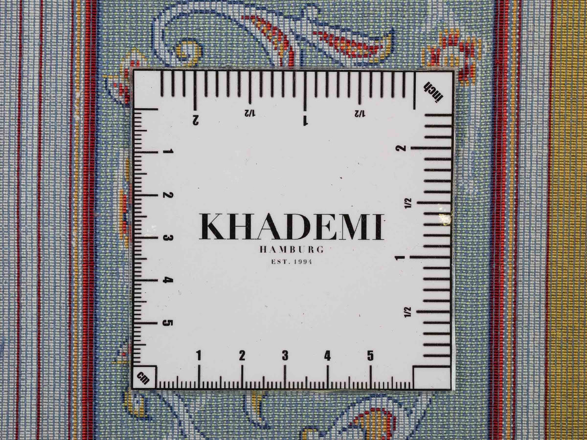 Ghom Gebetsteppich "Dua" 120 x 80 cm gewebt aus Bambusseide (Viskose), islamisches Design, Farbe: Gold-Grün. Teppichnummer: V98GD096M. Persian Luxury Collection by Khademi. Made in Iran / Persia – Vertrieb durch JUPITER Intl.