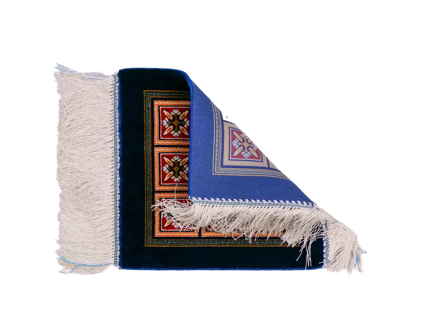 Ghom Maschinenteppich "Faramarz" 30 x 30 cm aus pflanzlicher Seide (Viskose) mit Feldmuster, Navy-Blau. Teppichnummer: V23NY009H. Persian Luxury Collection by Khademi. Made in Iran / Persia – Vertrieb durch JUPITER Intl.