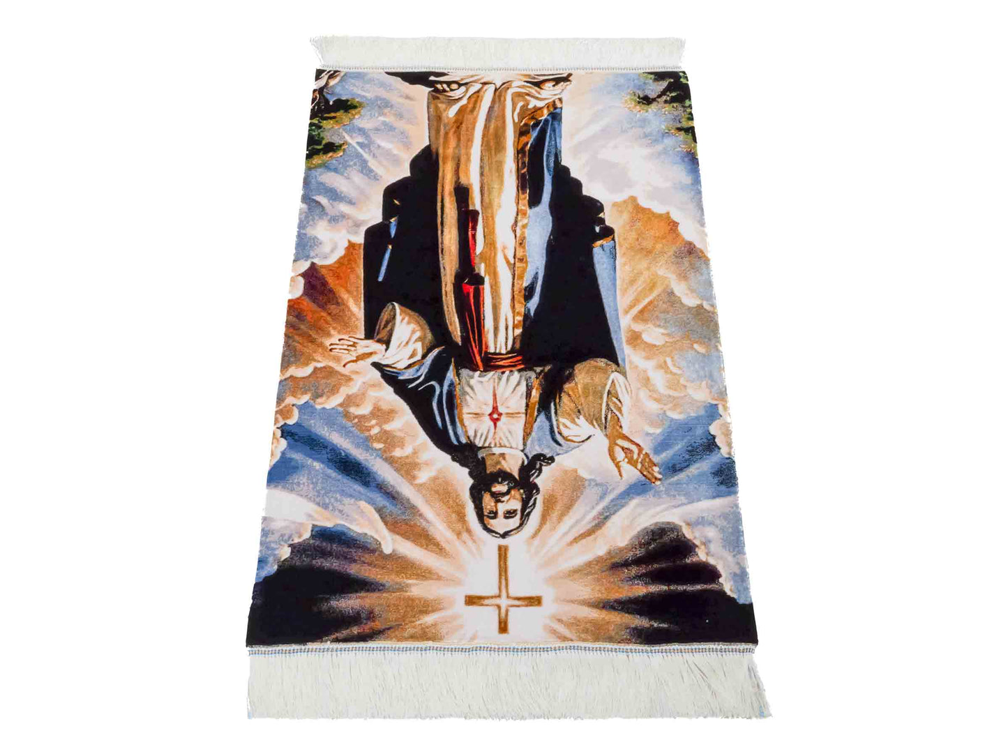 Ghom Maschinenteppich "Jesus Christus" 90 x 60 cm aus pflanzlicher Seide (Viskose). Wandteppich mit Bildmotiv, Mehrfarbig. Teppichnummer: V33MC054H. Persian Luxury Collection by Khademi. Made in Iran / Persia – Vertrieb durch JUPITER Intl.