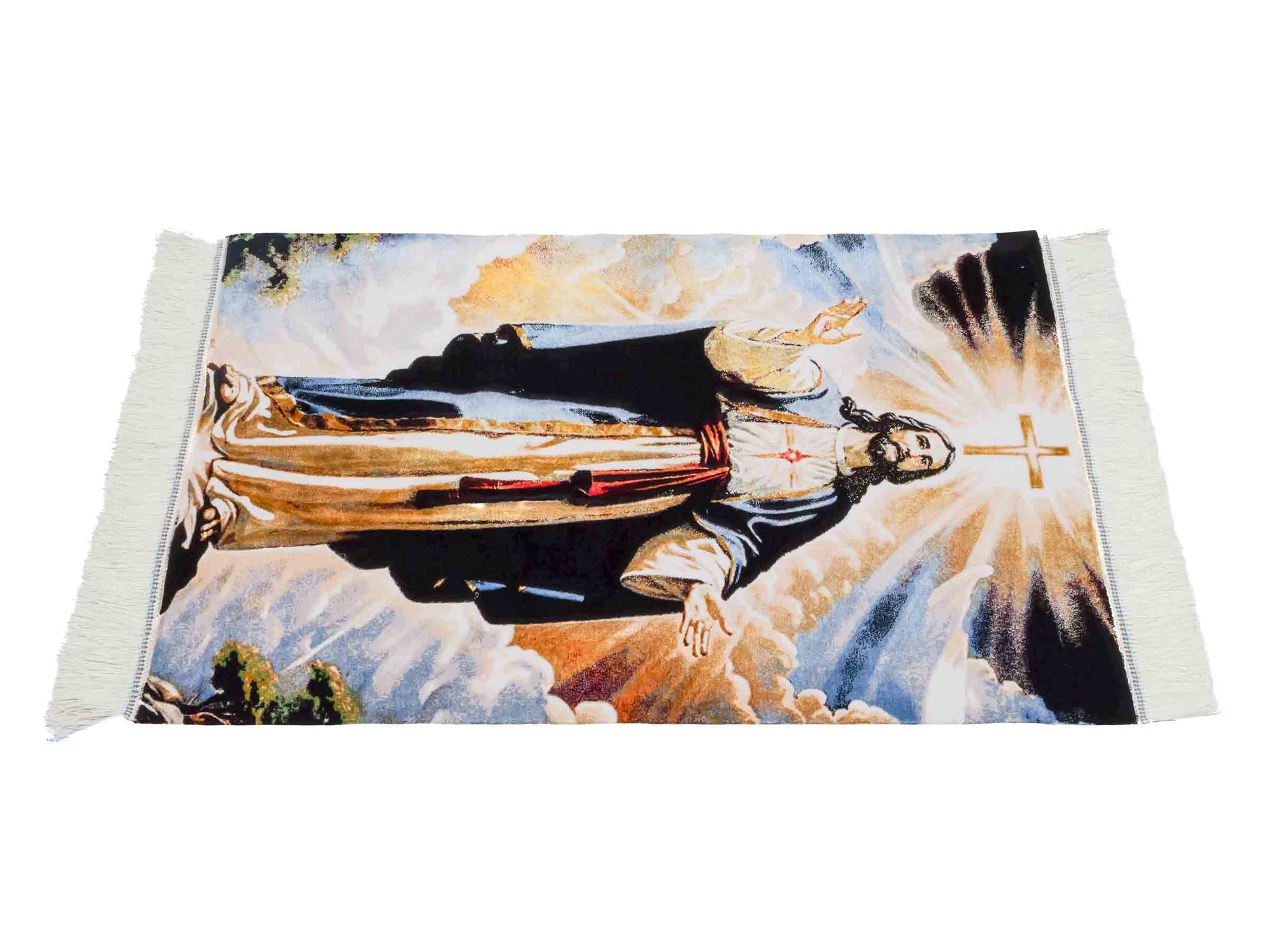 Ghom Maschinenteppich "Jesus Christus" 90 x 60 cm aus pflanzlicher Seide (Viskose). Wandteppich mit Bildmotiv, Mehrfarbig. Teppichnummer: V33MC054H. Persian Luxury Collection by Khademi. Made in Iran / Persia – Vertrieb durch JUPITER Intl.