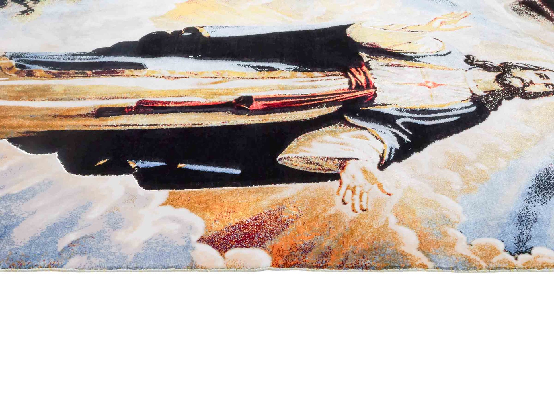 Ghom Maschinenteppich "Jesus Christus" 90 x 60 cm aus pflanzlicher Seide (Viskose). Wandteppich mit Bildmotiv, Mehrfarbig. Teppichnummer: V33MC054H. Persian Luxury Collection by Khademi. Made in Iran / Persia – Vertrieb durch JUPITER Intl.