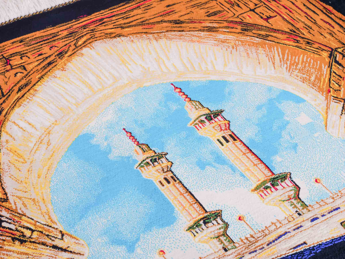 Ghom Maschinenteppich "Kaaba" 80 x 60 cm, Wandteppich / Bildteppich, Mehrfarbig, aus pflanzlicher Seide (Viskose), Hand-Finished. Teppichnummer: V103MC048H. Persian Luxury Collection by Khademi. Made in Iran / Persia – Vertrieb durch JUPITER Intl.