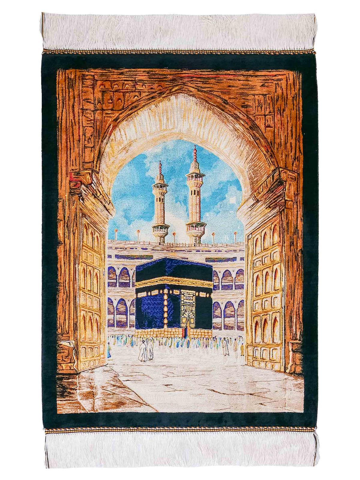 Ghom Maschinenteppich "Kaaba" 80 x 60 cm, Wandteppich / Bildteppich, Mehrfarbig, aus pflanzlicher Seide (Viskose), Hand-Finished. Teppichnummer: V103MC048H. Persian Luxury Collection by Khademi. Made in Iran / Persia – Vertrieb durch JUPITER Intl.