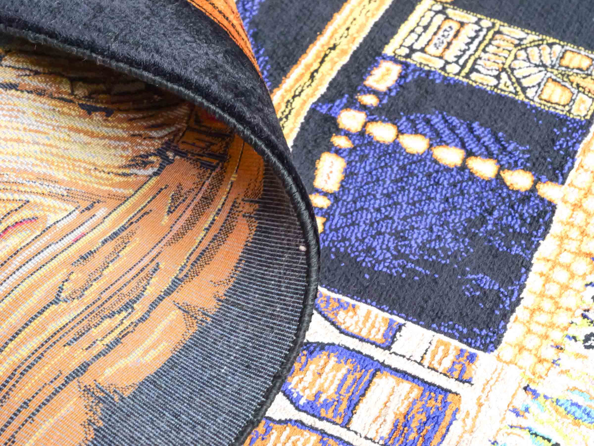 Ghom Maschinenteppich "Kaaba" 80 x 60 cm, Wandteppich / Bildteppich, Mehrfarbig, aus pflanzlicher Seide (Viskose), Hand-Finished. Teppichnummer: V103MC048H. Persian Luxury Collection by Khademi. Made in Iran / Persia – Vertrieb durch JUPITER Intl.