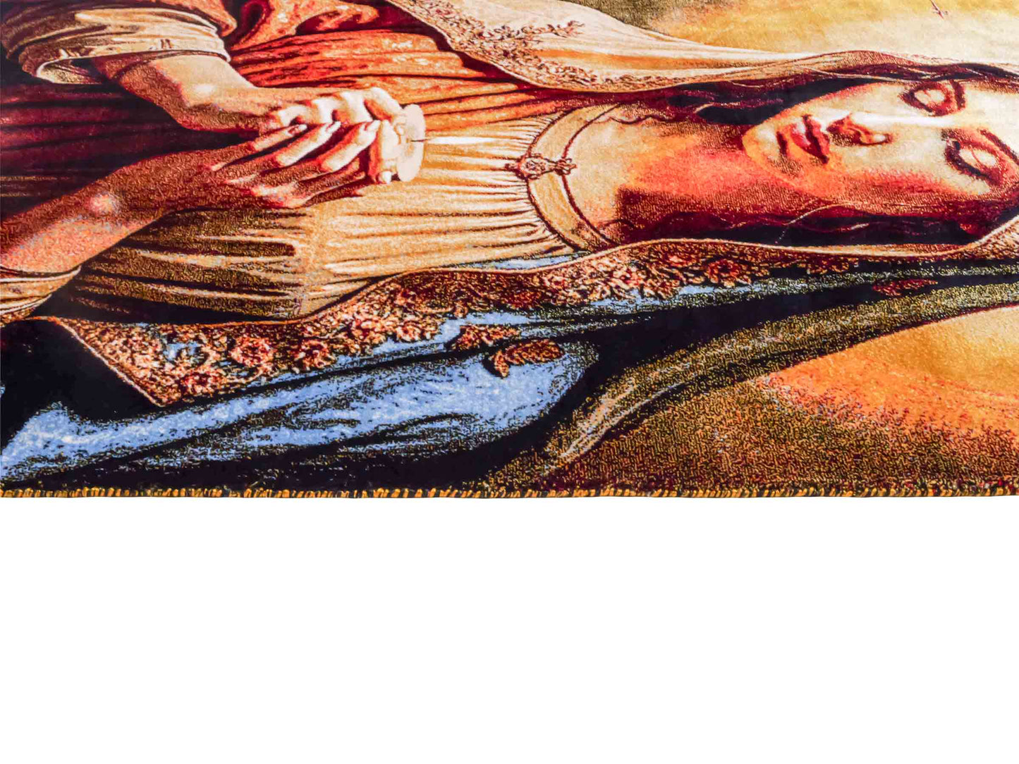 Ghom Maschinenteppich "Maria Mutter Gottes" 90 x 60 cm aus pflanzlicher Seide (Viskose). Wandteppich mit Bildmotiv, Mehrfarbig. Teppichnummer: V32MC054H. Persian Luxury Collection by Khademi. Made in Iran / Persia – Vertrieb durch JUPITER Intl.