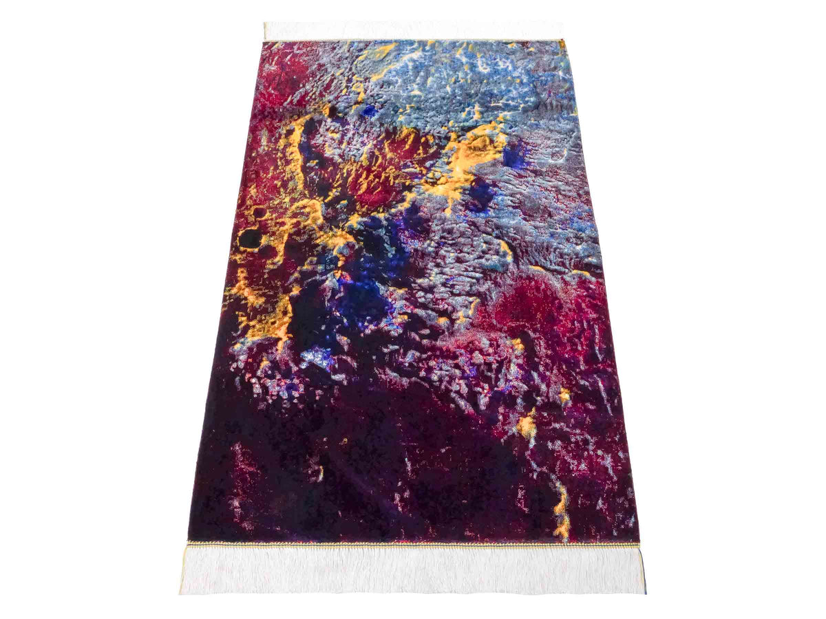 Ghom Maschinenteppich "Zurvan" 120 x 80 cm aus pflanzlicher Seide (Viskose), Design: Abstrakt, Farbe: Mehrfarbig. Teppichnummer: V95DB096H. Persian Luxury Collection by Khademi. Made in Iran / Persia – Vertrieb durch JUPITER Intl.