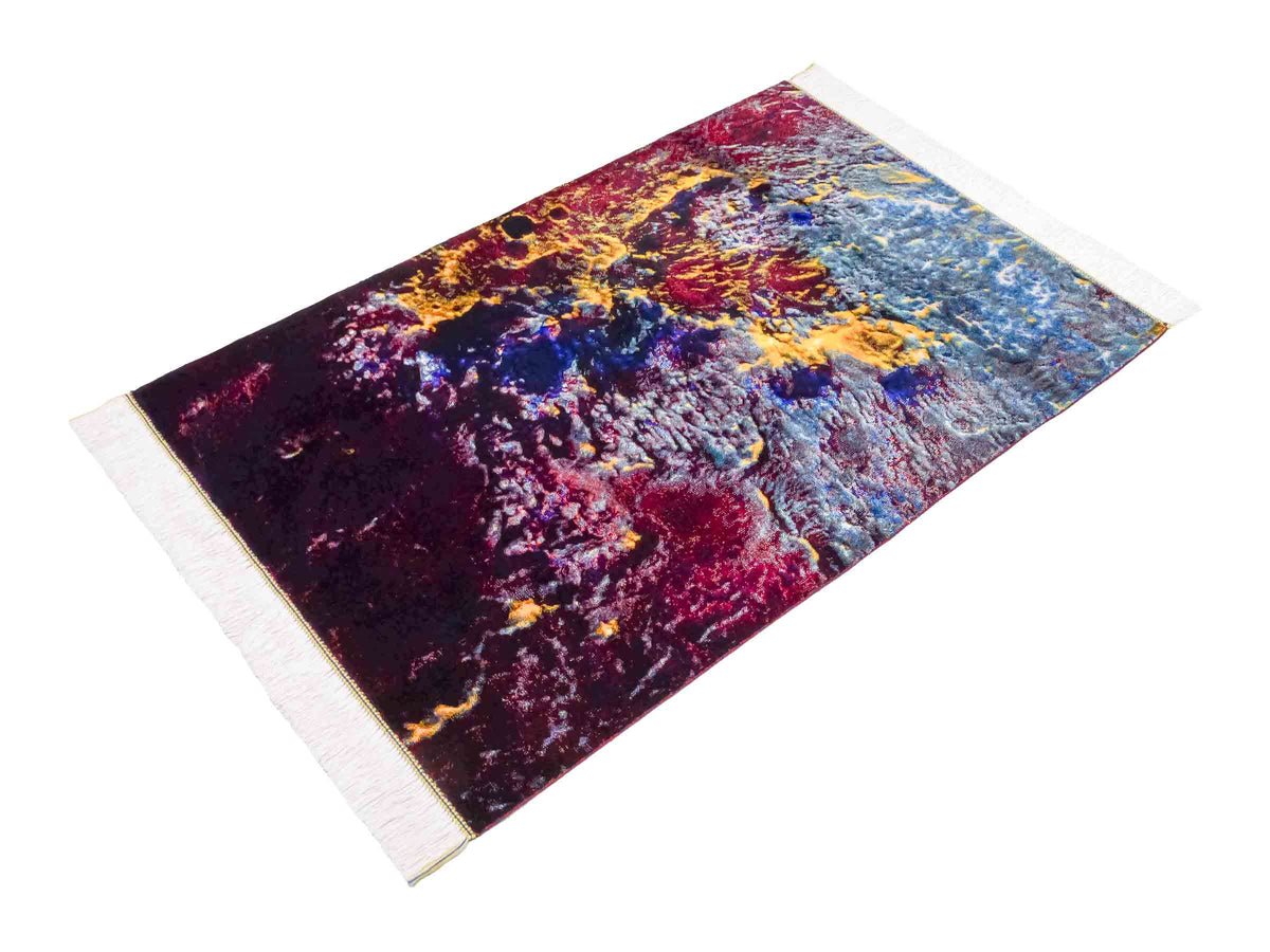 Ghom Maschinenteppich "Zurvan" 120 x 80 cm aus pflanzlicher Seide (Viskose), Design: Abstrakt, Farbe: Mehrfarbig. Teppichnummer: V95DB096H. Persian Luxury Collection by Khademi. Made in Iran / Persia – Vertrieb durch JUPITER Intl.