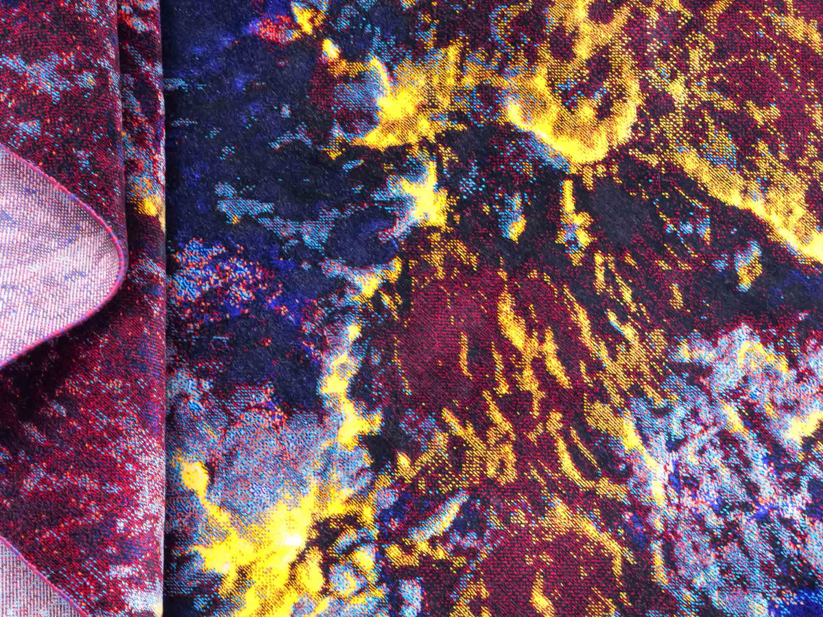 Ghom Maschinenteppich "Zurvan" 120 x 80 cm aus pflanzlicher Seide (Viskose), Design: Abstrakt, Farbe: Mehrfarbig. Teppichnummer: V95DB096H. Persian Luxury Collection by Khademi. Made in Iran / Persia – Vertrieb durch JUPITER Intl.