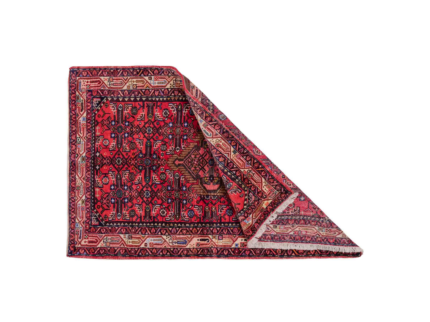 Handgeknüpfter Hamedan Dorfteppich aus Wolle mit Medaillon von Khademi. Größe: 165 x 111 cm. Farbe: Rot. Ursprung: Iran / Persien. Teppichnummer: SB3-1030. Verkauf durch JUPITER Intl.