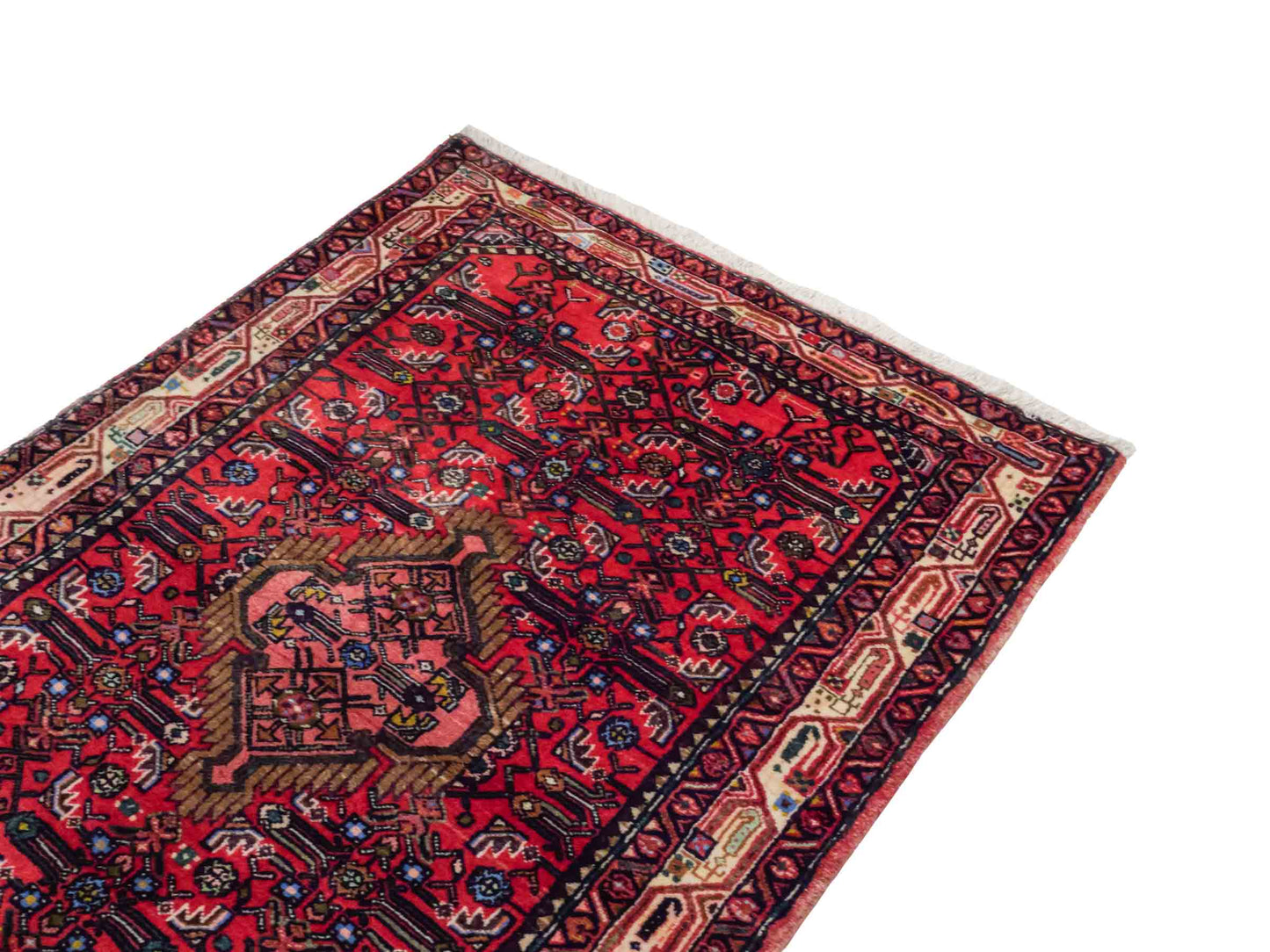 Handgeknüpfter Hamedan Dorfteppich aus Wolle mit Medaillon von Khademi. Größe: 165 x 111 cm. Farbe: Rot. Ursprung: Iran / Persien. Teppichnummer: SB3-1030. Verkauf durch JUPITER Intl.