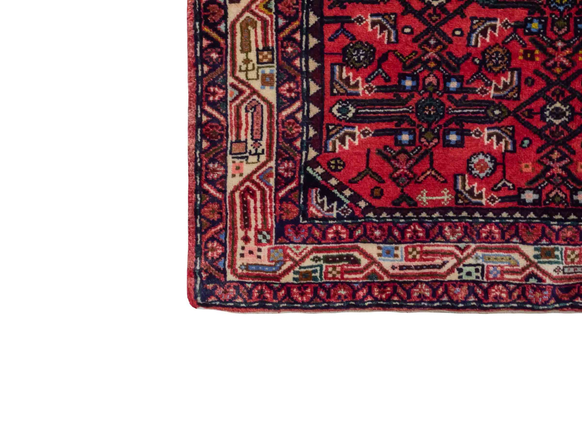 Handgeknüpfter Hamedan Dorfteppich aus Wolle mit Medaillon von Khademi. Größe: 165 x 111 cm. Farbe: Rot. Ursprung: Iran / Persien. Teppichnummer: SB3-1030. Verkauf durch JUPITER Intl.