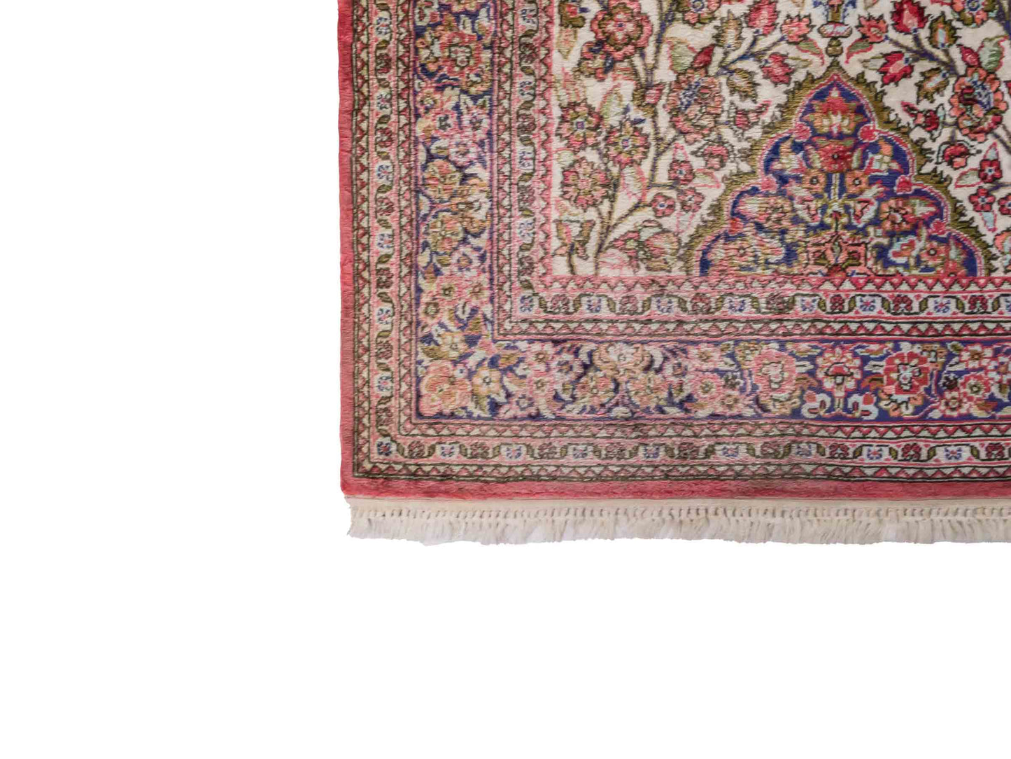 Handgeknüpfter Kaschmir Läufer-Seidenteppich von Khademi aus Seide, creme. Feiner, indischer Orientteppich mit klassischem Medaillon von Hand geknüpft in Indien. Größe: 281 cm x 79 cm. Teppichnummer: SB3-1166 | Jupiter Intl.