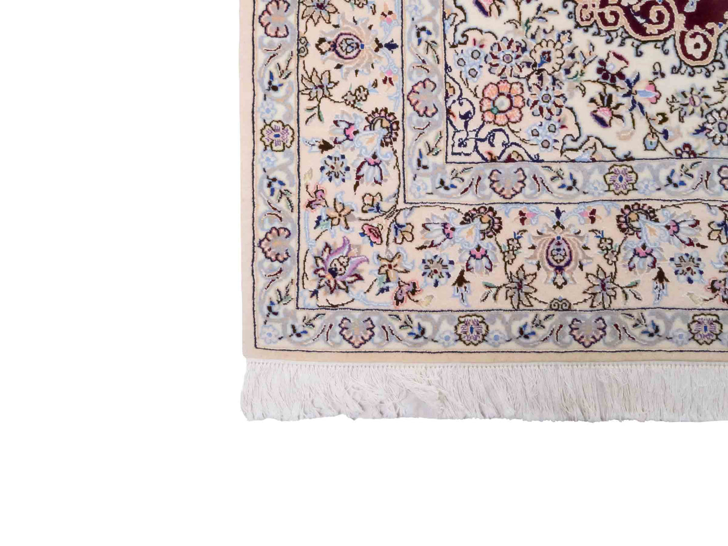 Handgeknüpfter Nain 9La Perserteppich von Khademi aus Wolle mit Seide, rot, weiß. Klassisches Medaillon-Design. Traditionell von Hand geknüpft in Iran / Persien. Größe: 316 cm x 205 cm. Teppichnummer: RB3-1093. Verkauf durch Jupiter Intl.