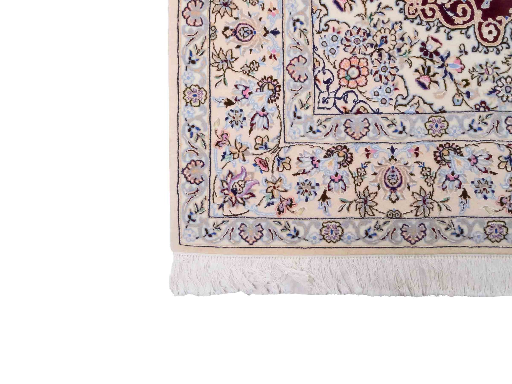 Handgeknüpfter Nain 9La Perserteppich von Khademi aus Wolle mit Seide, rot, weiß. Klassisches Medaillon-Design. Traditionell von Hand geknüpft in Iran / Persien. Größe: 316 cm x 205 cm. Teppichnummer: RB3-1093. Verkauf durch Jupiter Intl.